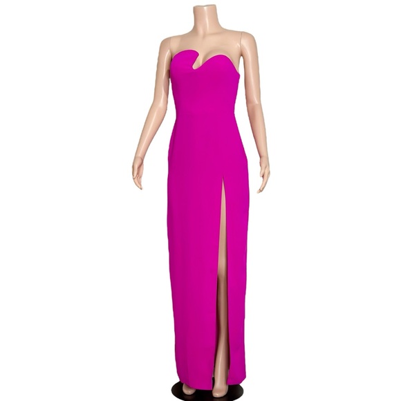 NEW AMANDA UPRICHARD Strapless Puzzle Gown, Dark Hot Pink, Small - Picture 9 of 14